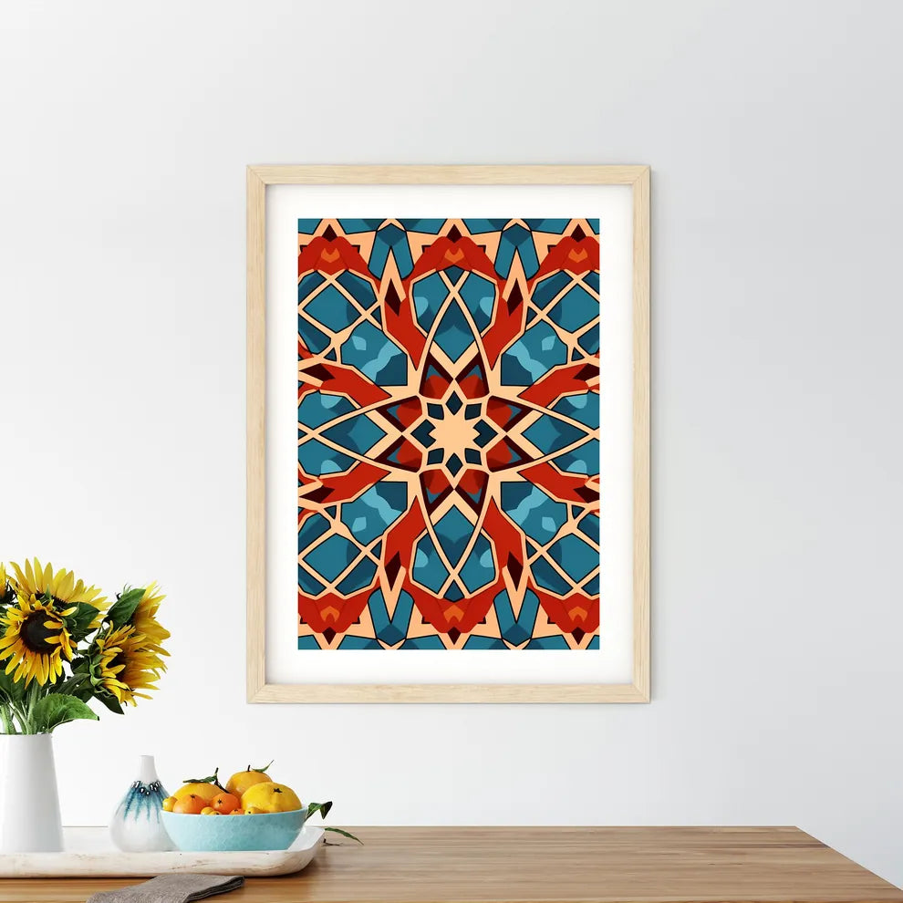 Colorful Pattern On A Blue Background Art Pr - Kitchen Hangings