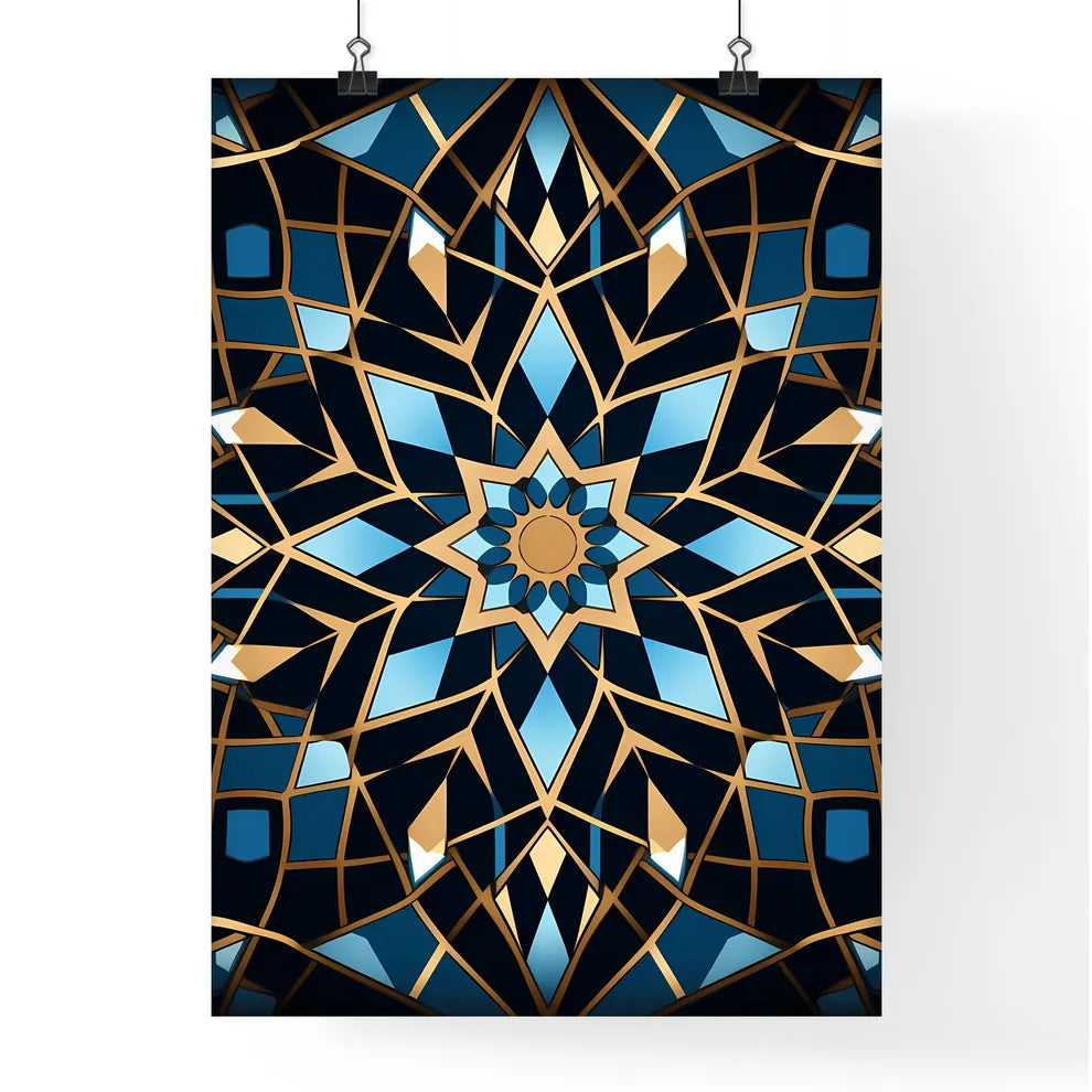 Blue And Gold Pattern Art Prin Poster