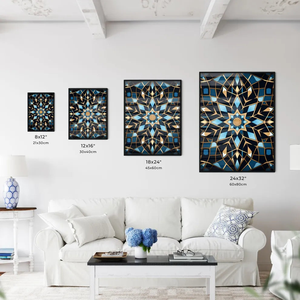 Blue And Gold Pattern Art Prin Wall Art