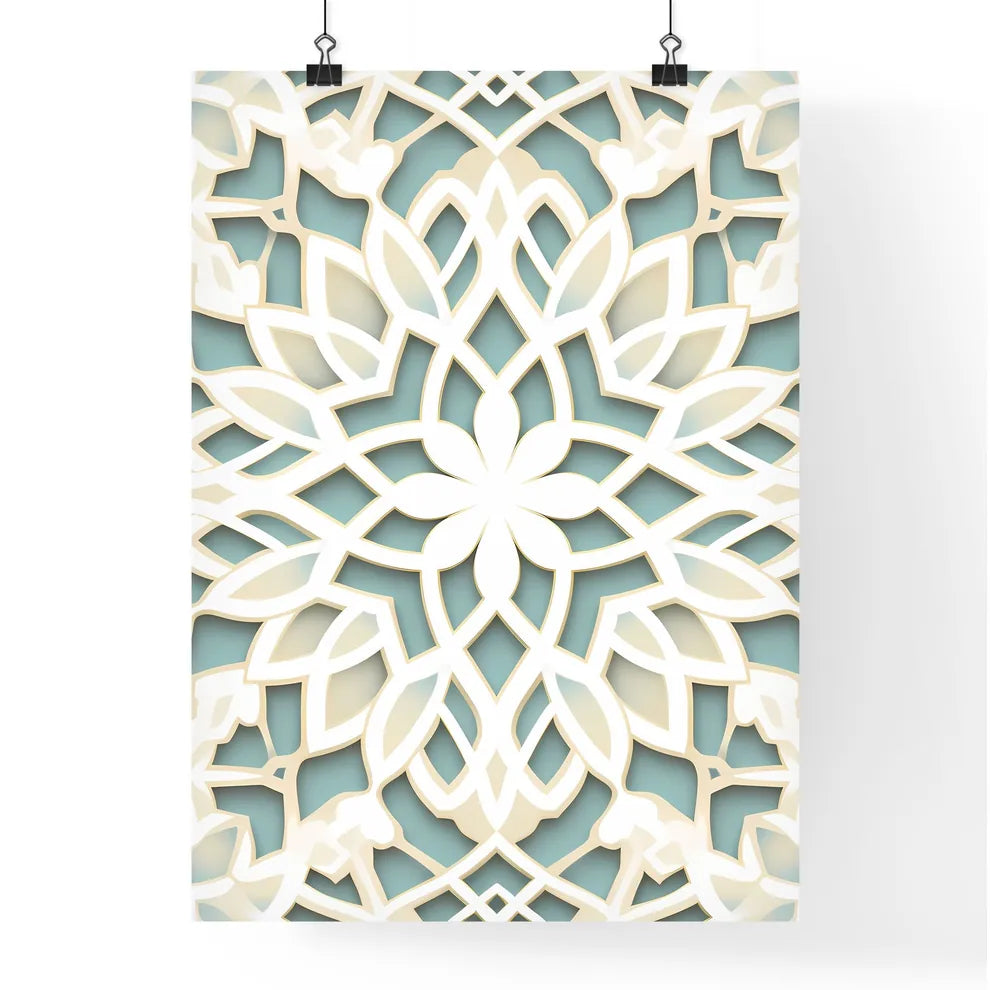 White And Blue Pattern Art Prin Poster