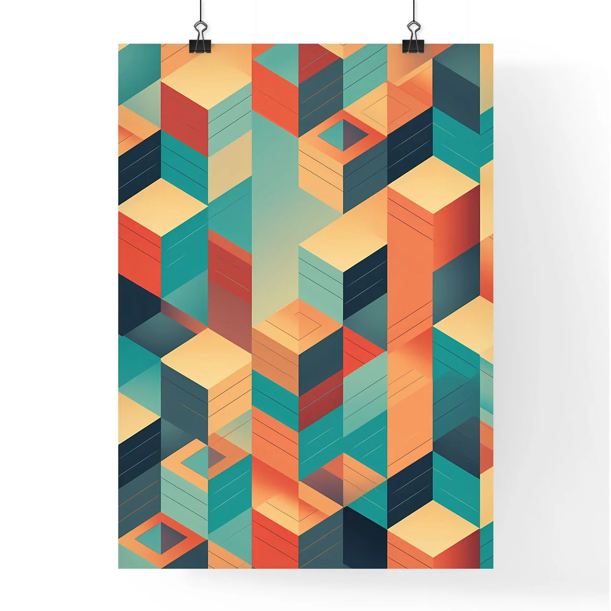 Colorful Cubes And Squares Art Prin Poster