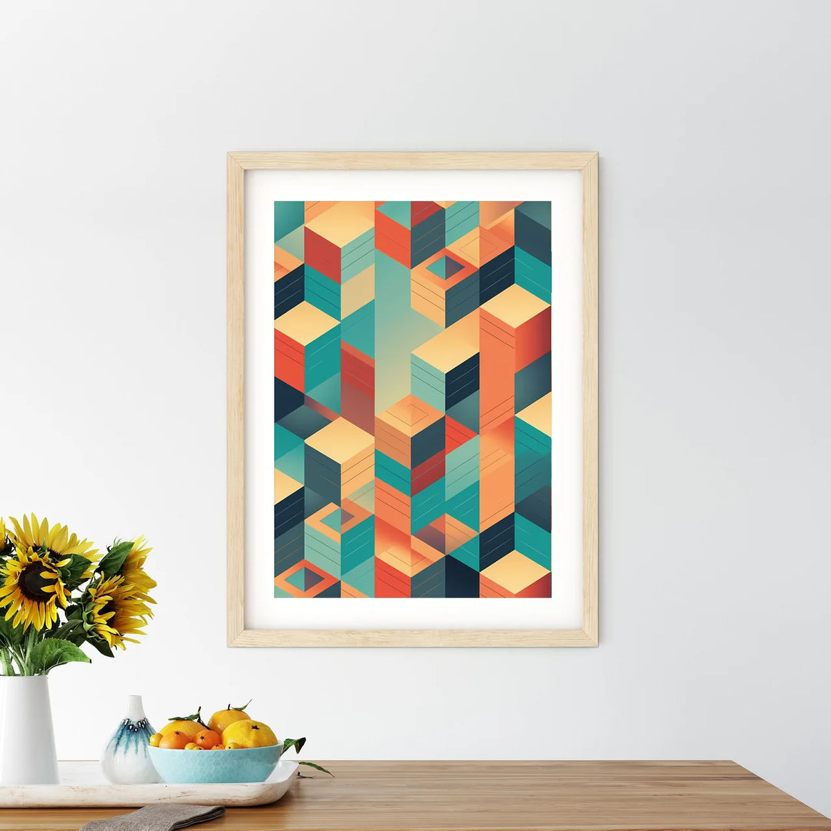 Colorful Cubes And Squares Art Prin - Kitchen Hangings