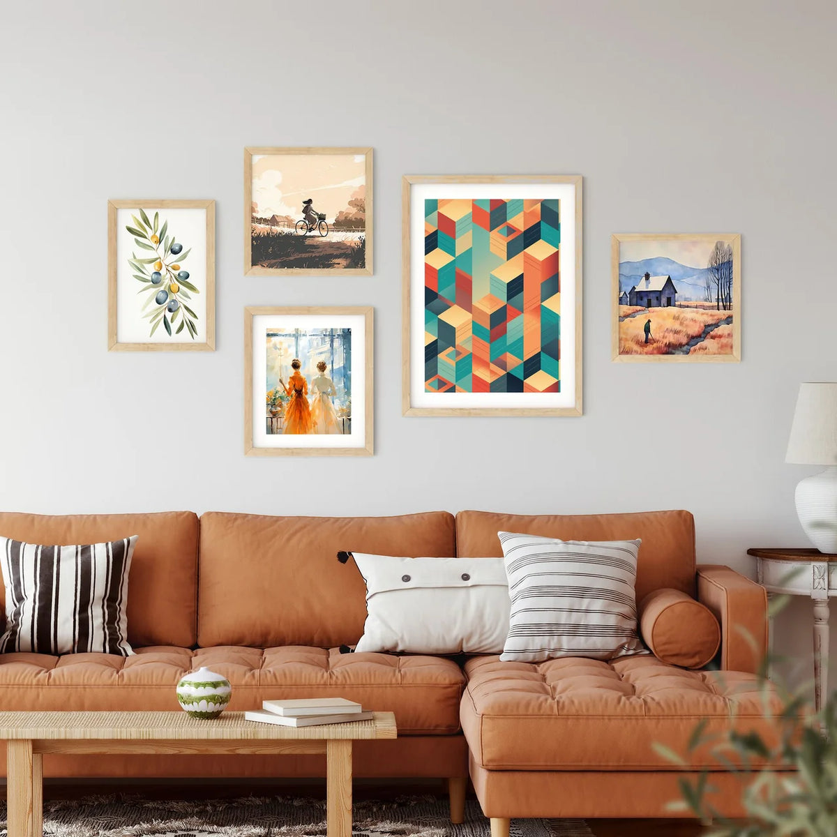 Colorful Cubes And Squares Art Prin Framed Print