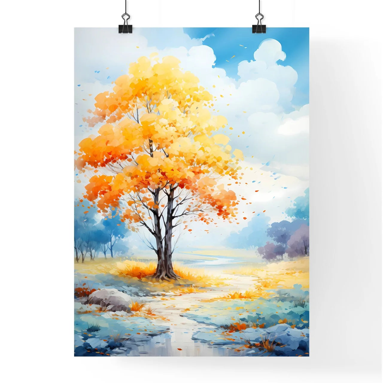 Painting Of A Tree With Orange Leaves Art Pr Poster