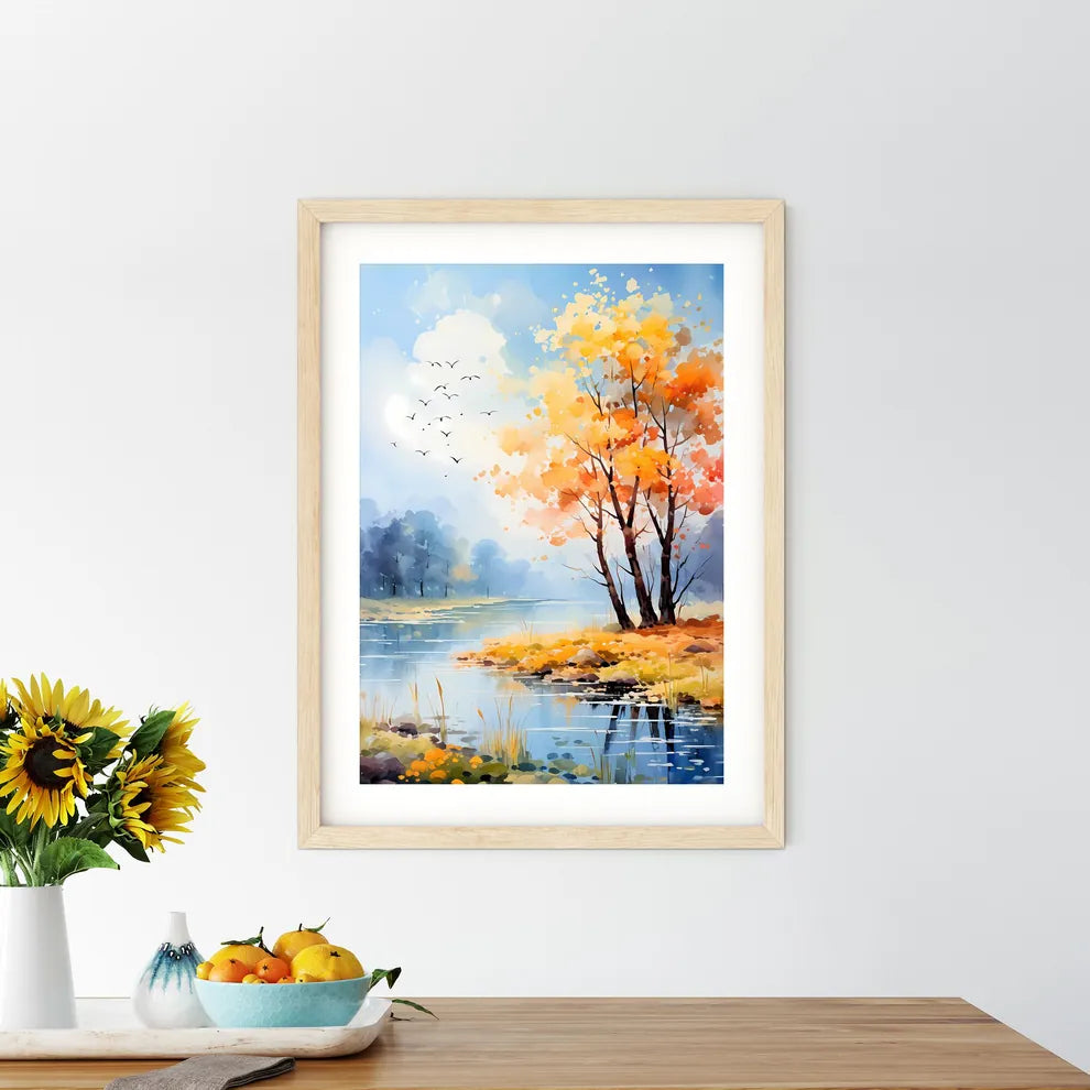 Watercolor Painting Of Trees And A River Wit - Kitchen Hangings