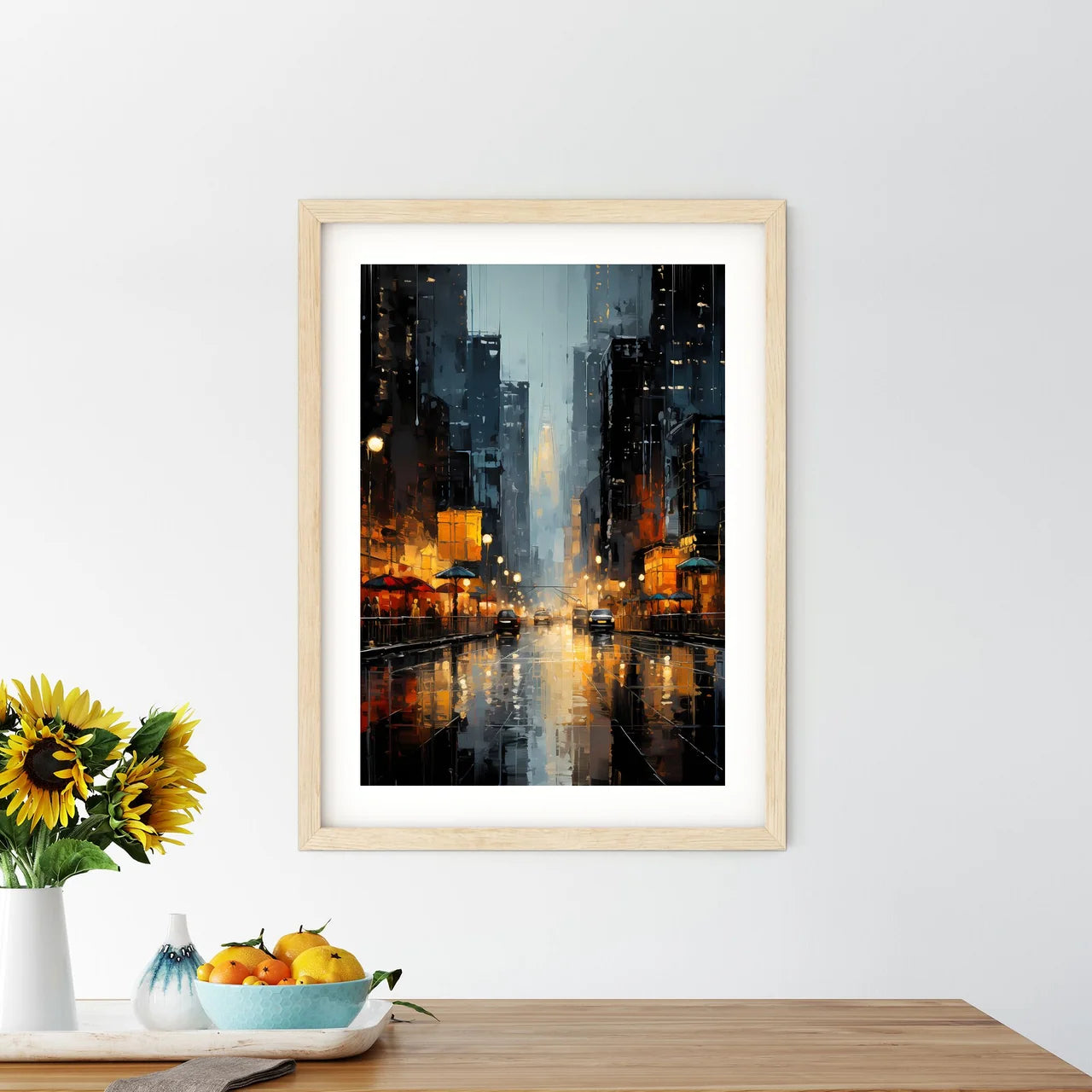 Street With Buildings And Cars On It Art Print Size Chart