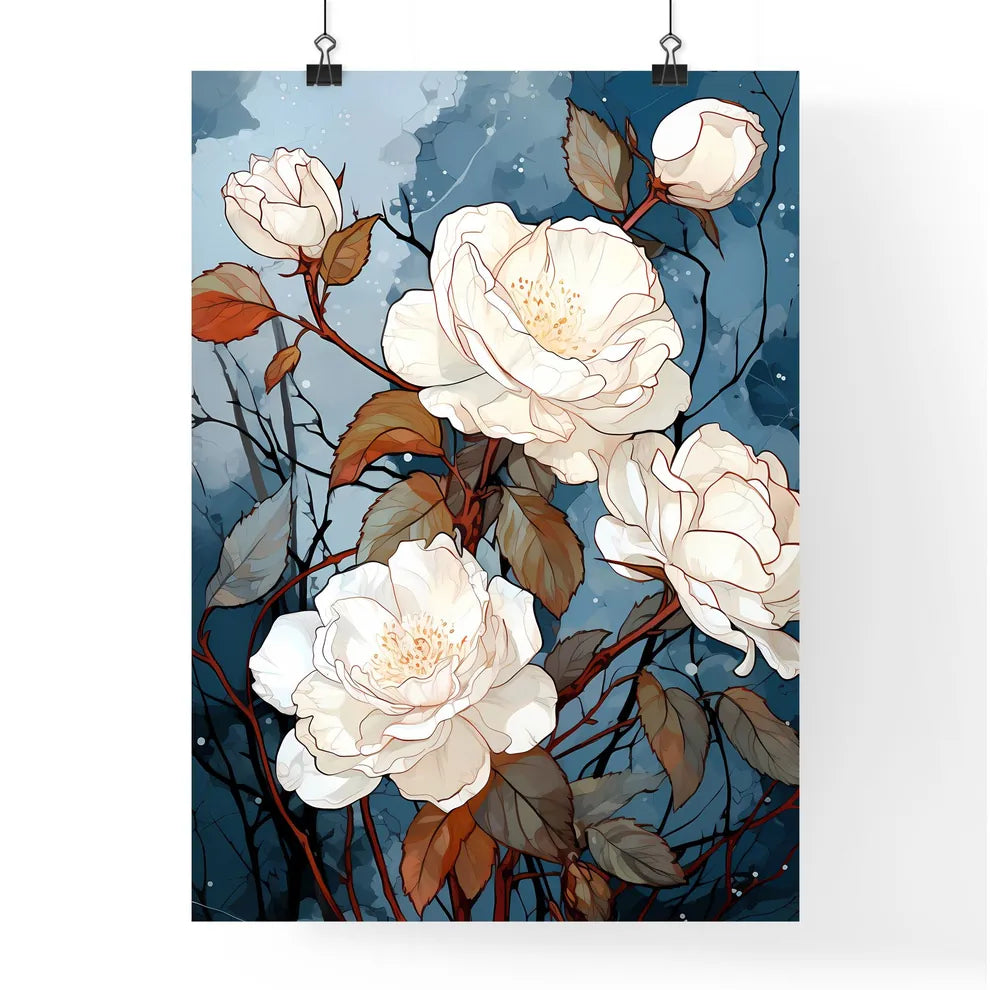 White Flowers On A Branch Art Prin Poster