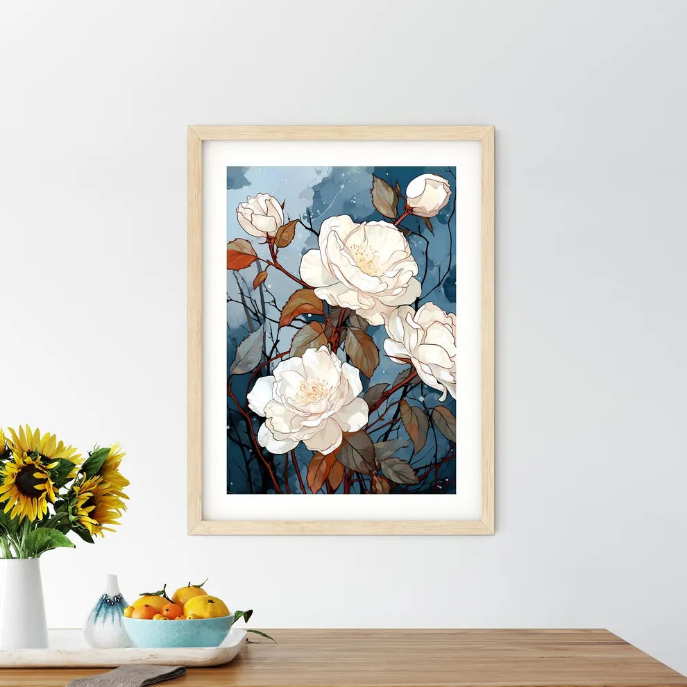 White Flowers On A Branch Art Prin - Kitchen Hangings