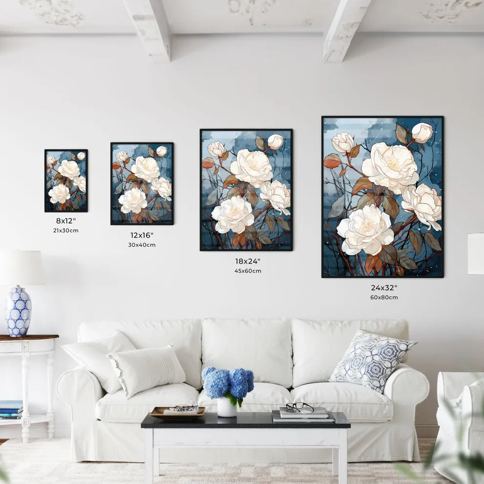 White Flowers On A Branch Art Prin Wall Art