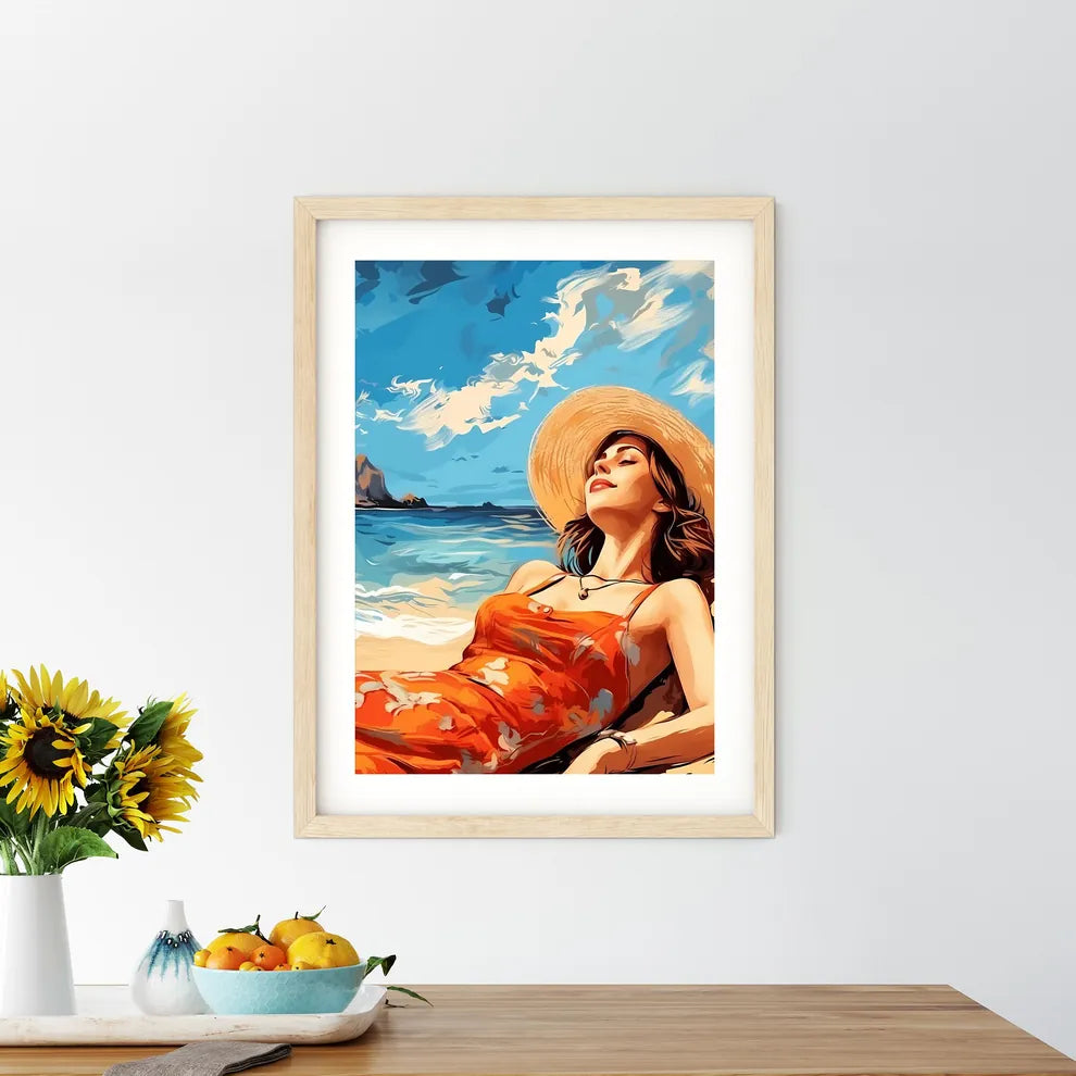 Woman Lying On A Beach Art Prin - Kitchen Hangings