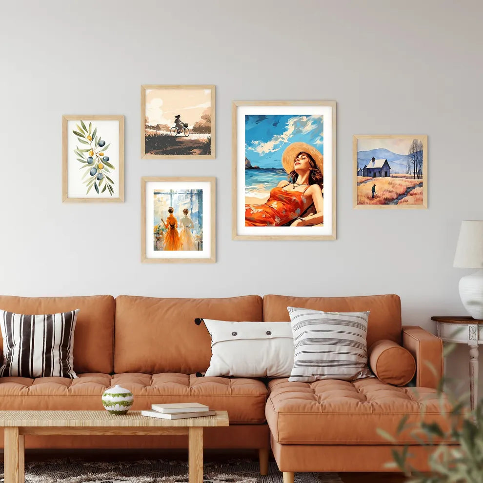 Woman Lying On A Beach Art Prin Framed Print