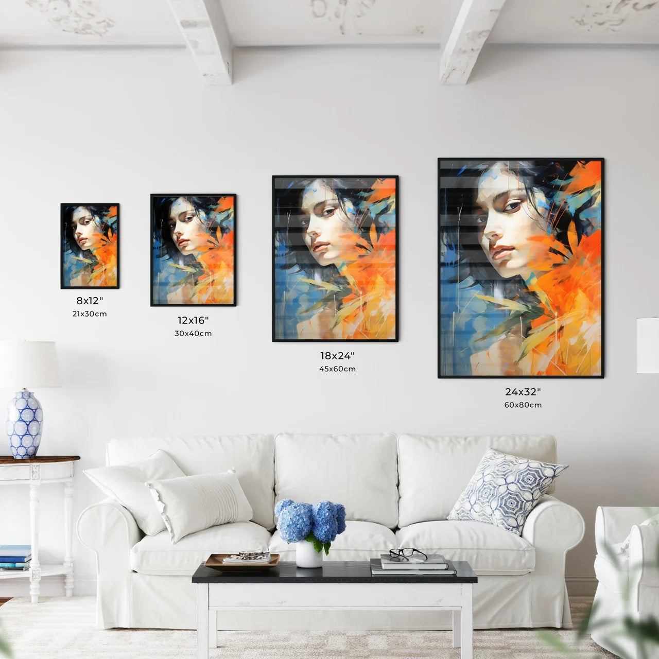 Womans Face With Colorful Leaves Art Prin Wall Art