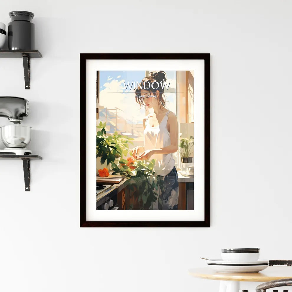 Woman Standing In Front Of A Window Art Prin Framed Print