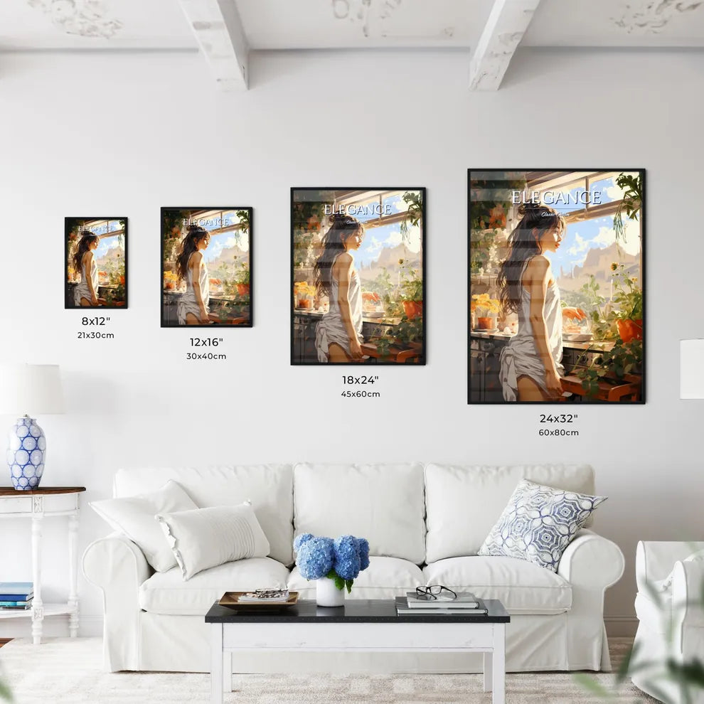 Woman In A White Dress Standing In Front Of  - Kitchen Hangings