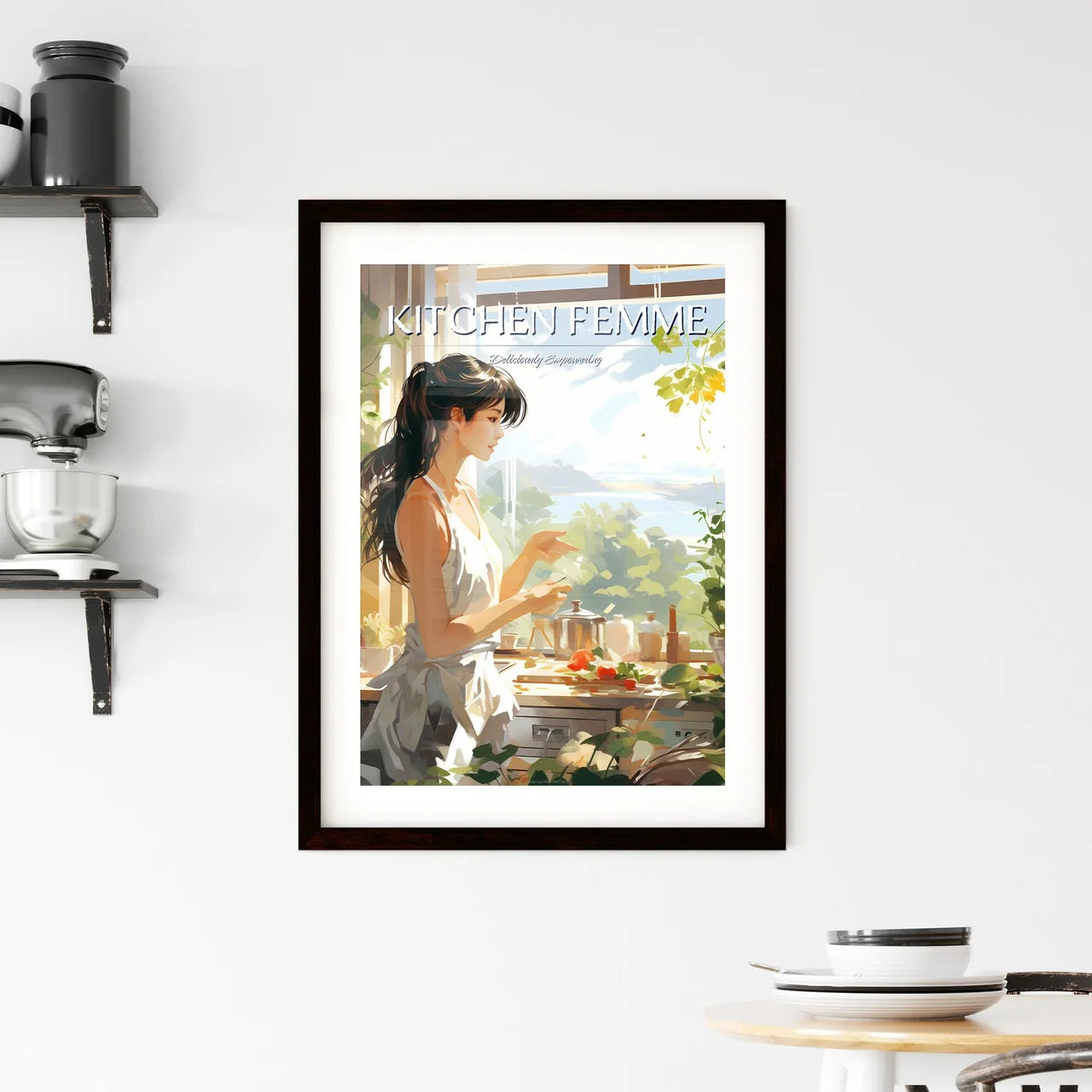 Woman In A Kitchen Art Prin Framed Print