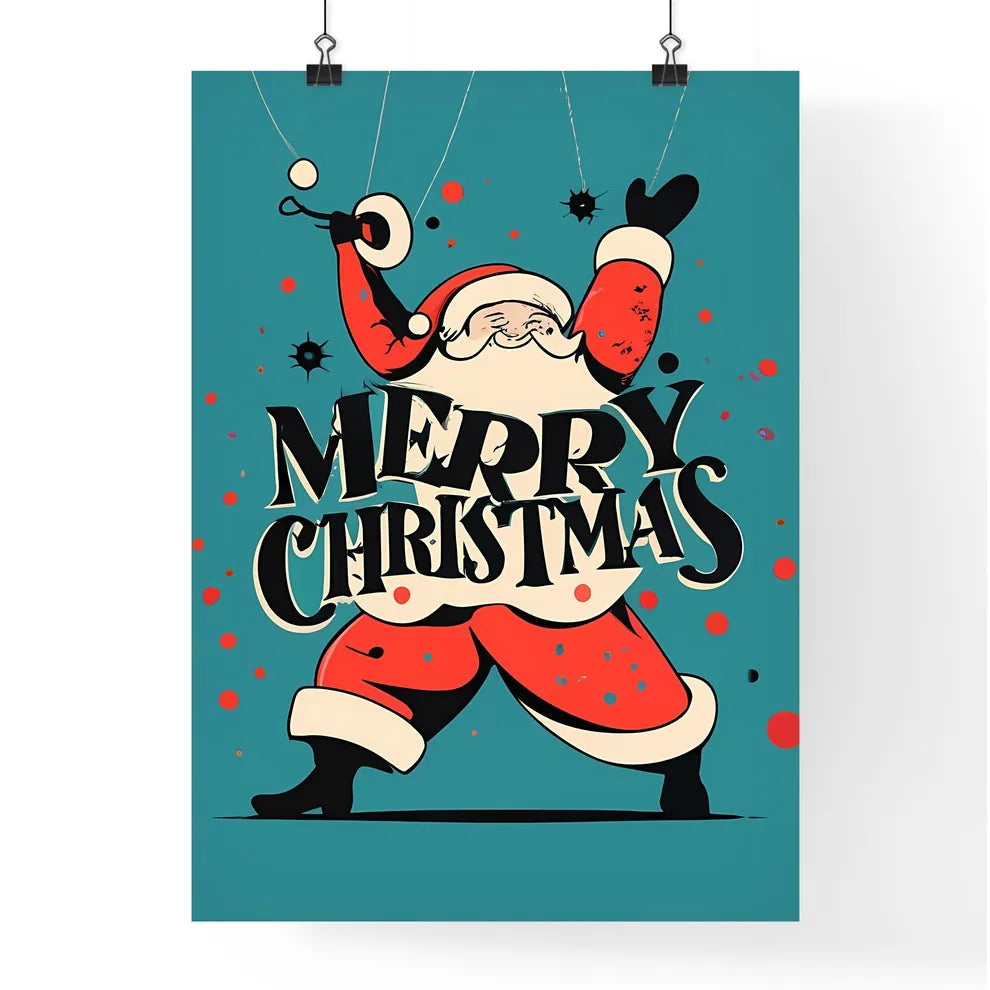 Merry Christmas - A Santa Claus Holding A St Poster