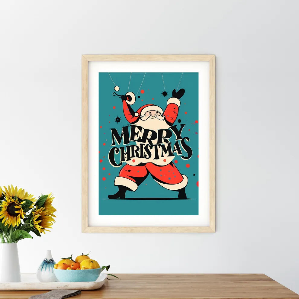 Merry Christmas - A Santa Claus Holding A St - Kitchen Hangings