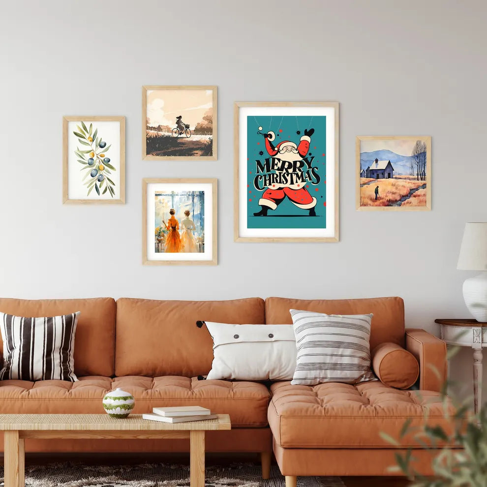 Merry Christmas - A Santa Claus Holding A St Framed Print