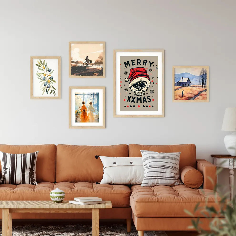 Merry Christmas - A Skull Wearing A Hat And  Framed Print