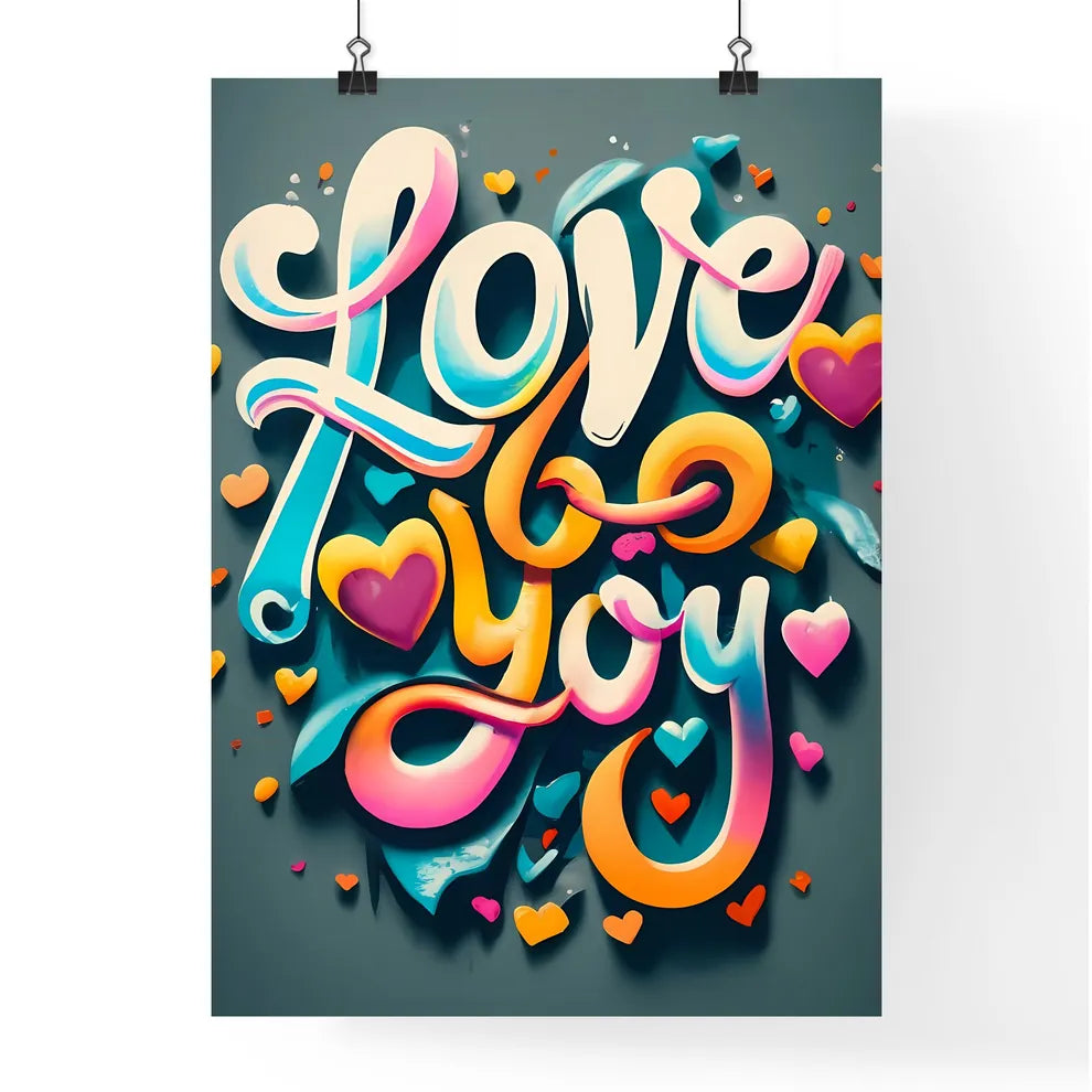 Love You - A Colorful Text With Hearts Art P Poster
