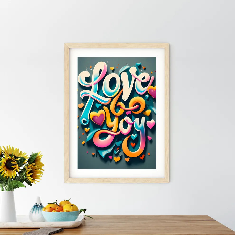 Love You - A Colorful Text With Hearts Art P - Kitchen Hangings