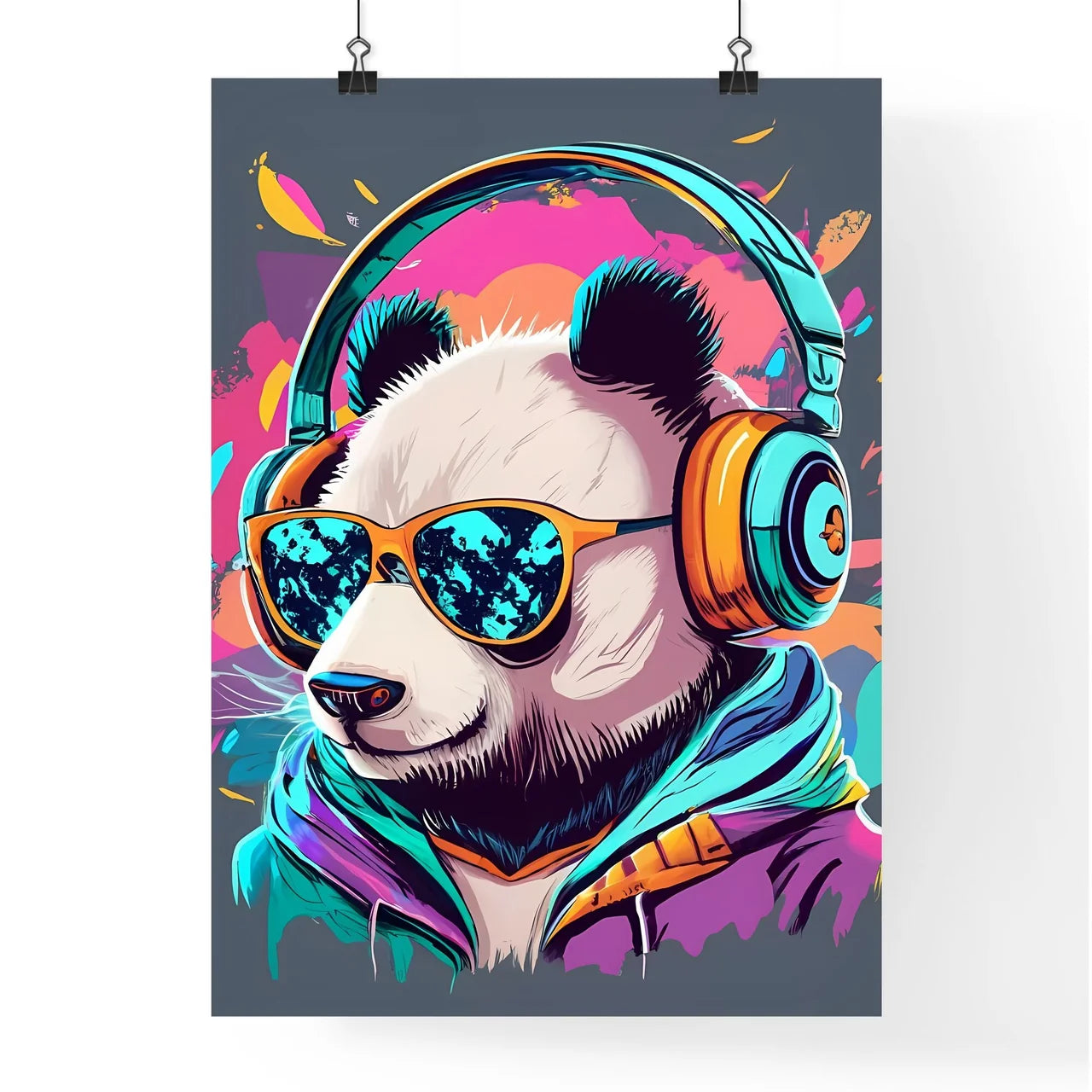 A Panda Wearing Headphones An Poster