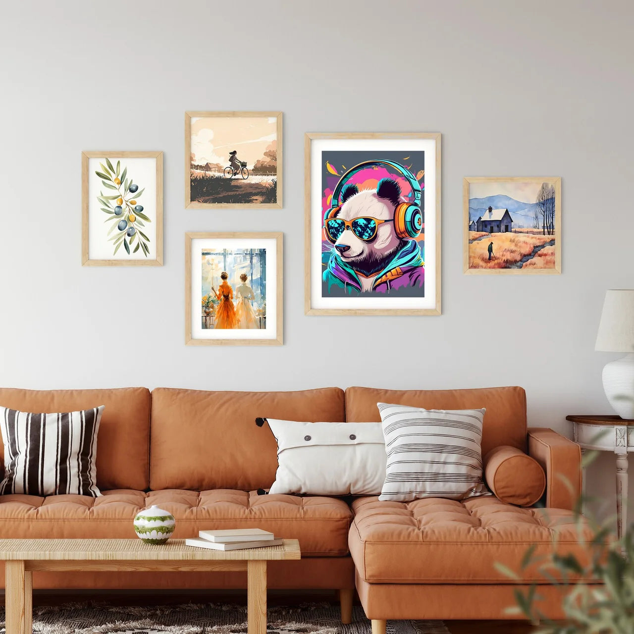 A Panda Wearing Headphones An Framed Print