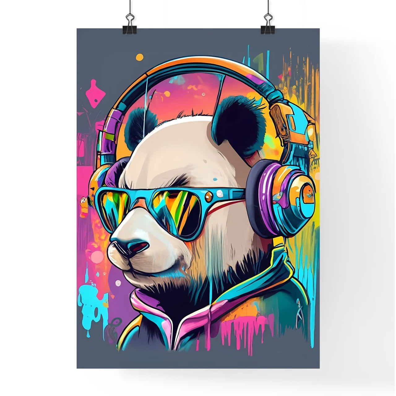 A Panda Wearing Headphones An Poster