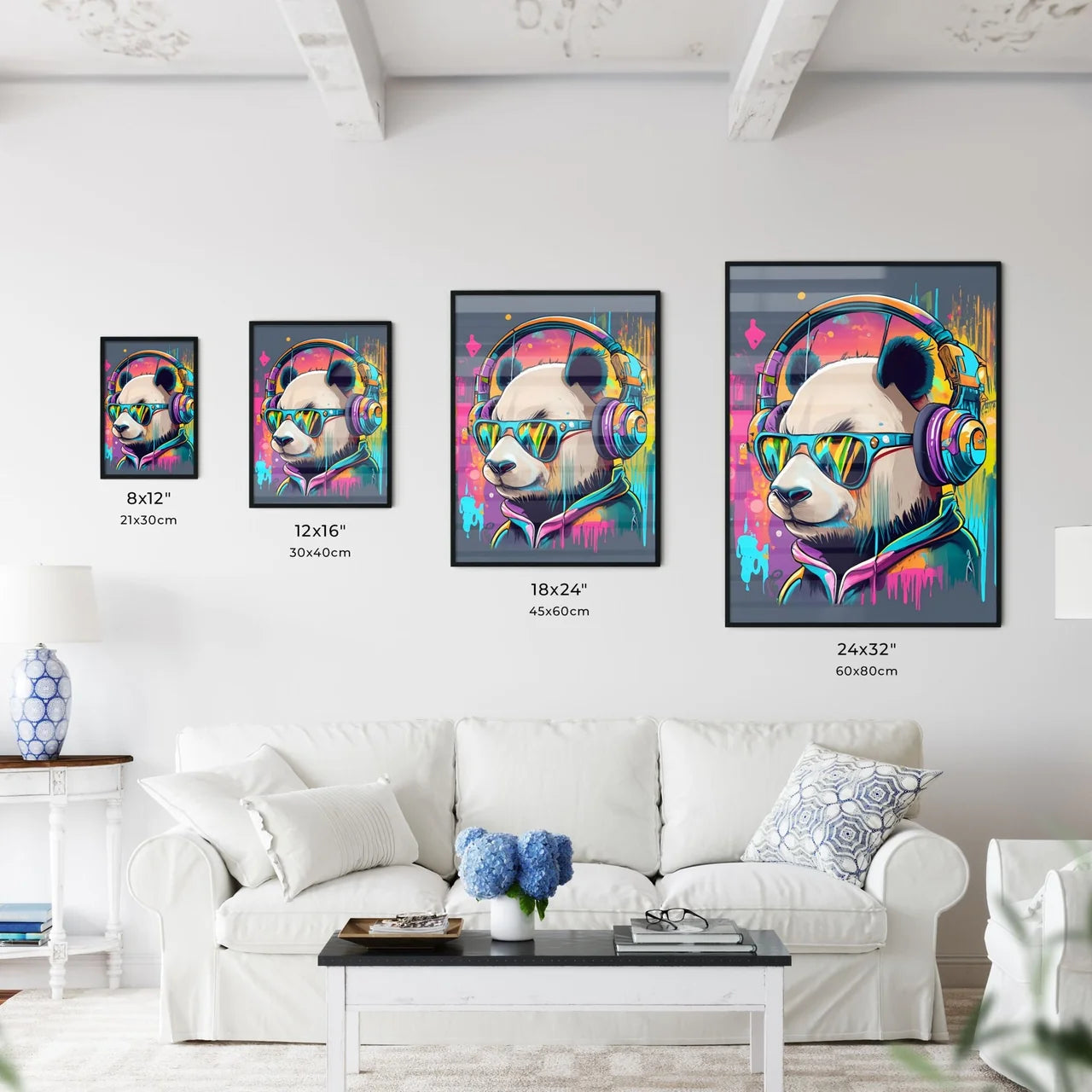 A Panda Wearing Headphones An Art Print