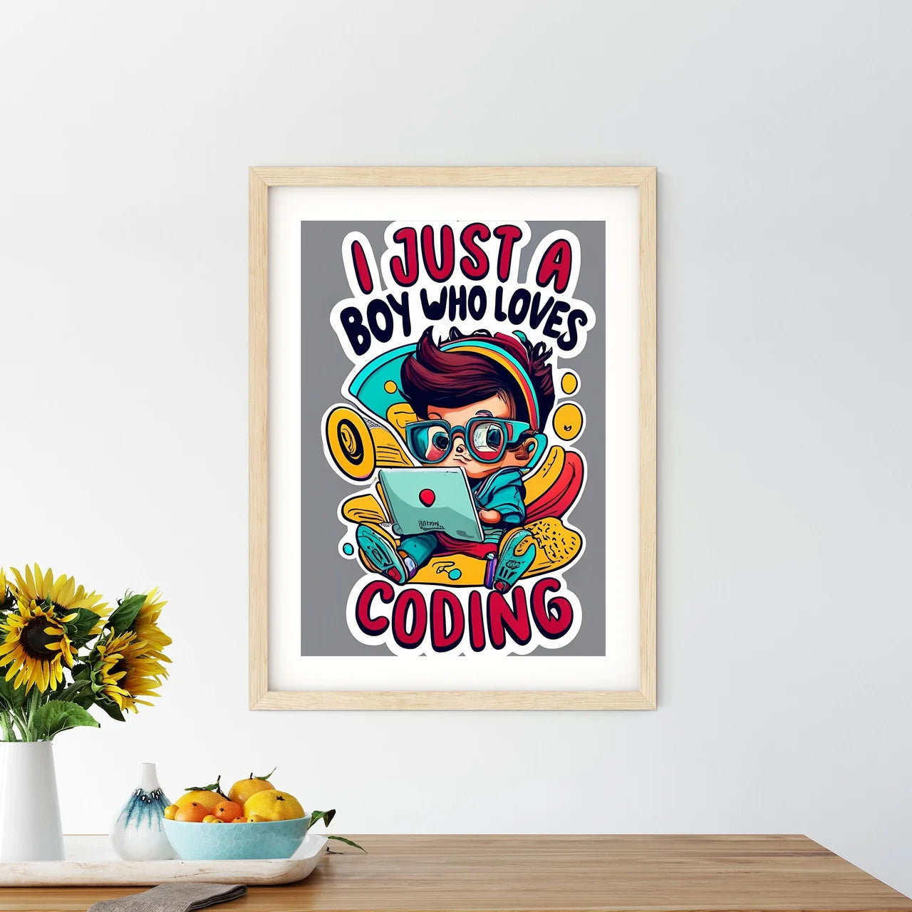 I Am Just A Boy Who Loves Coding - A Cartoon - Kitchen Hangings