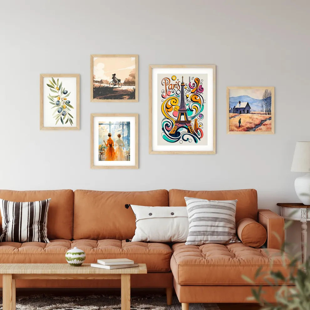 Paris - A Colorful Drawing Of A Tower Art Pr Framed Print