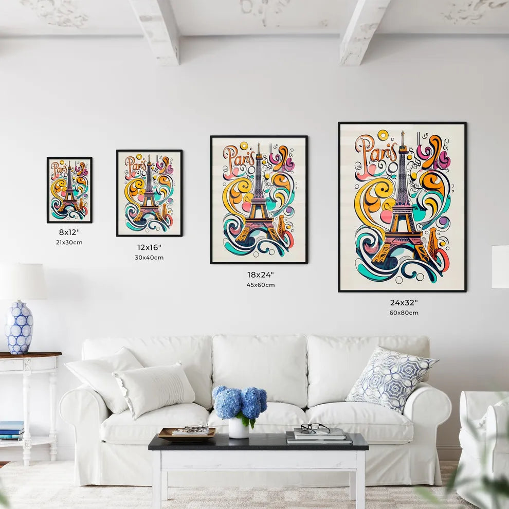 Paris - A Colorful Drawing Of A Tower Art Pr Wall Art