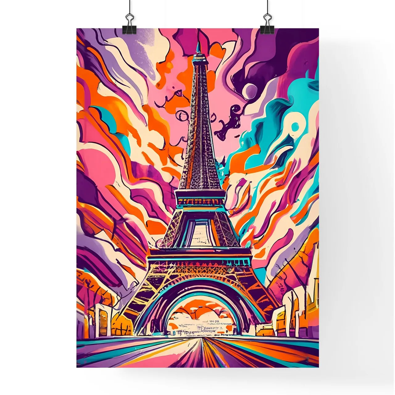 Eiffel - A Colorful Art Of A Tower Art Print Poster