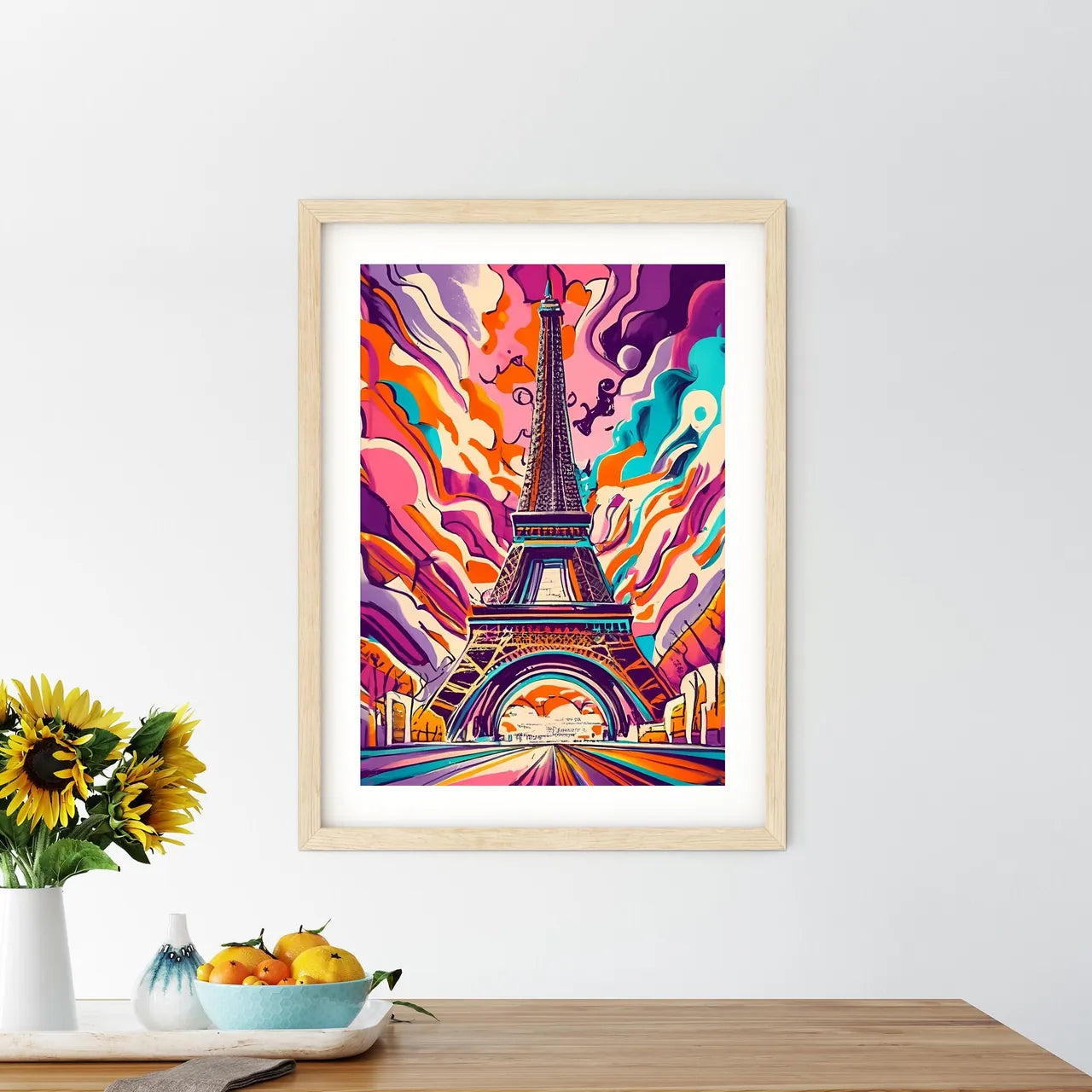 Eiffel - A Colorful Art Of A Tower Art Print Size Chart