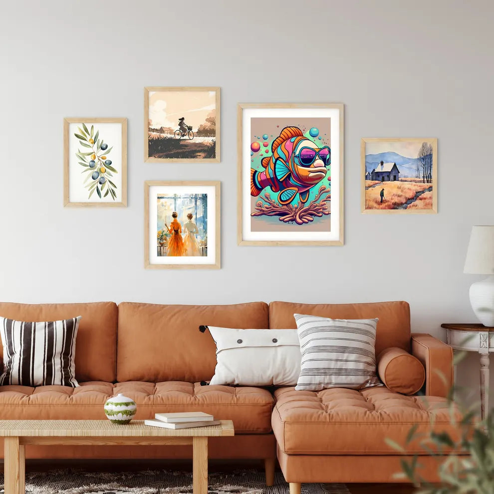 A Cartoon Of A Fish Wearing S Framed Print