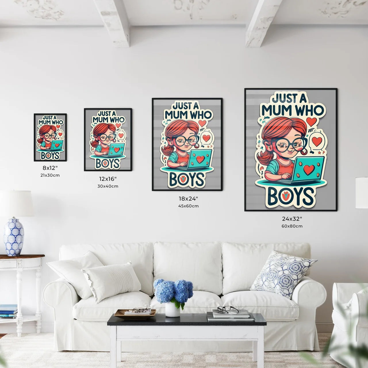 Just A Mom Who Loves Boys - A Sticker Of A G Wall Art