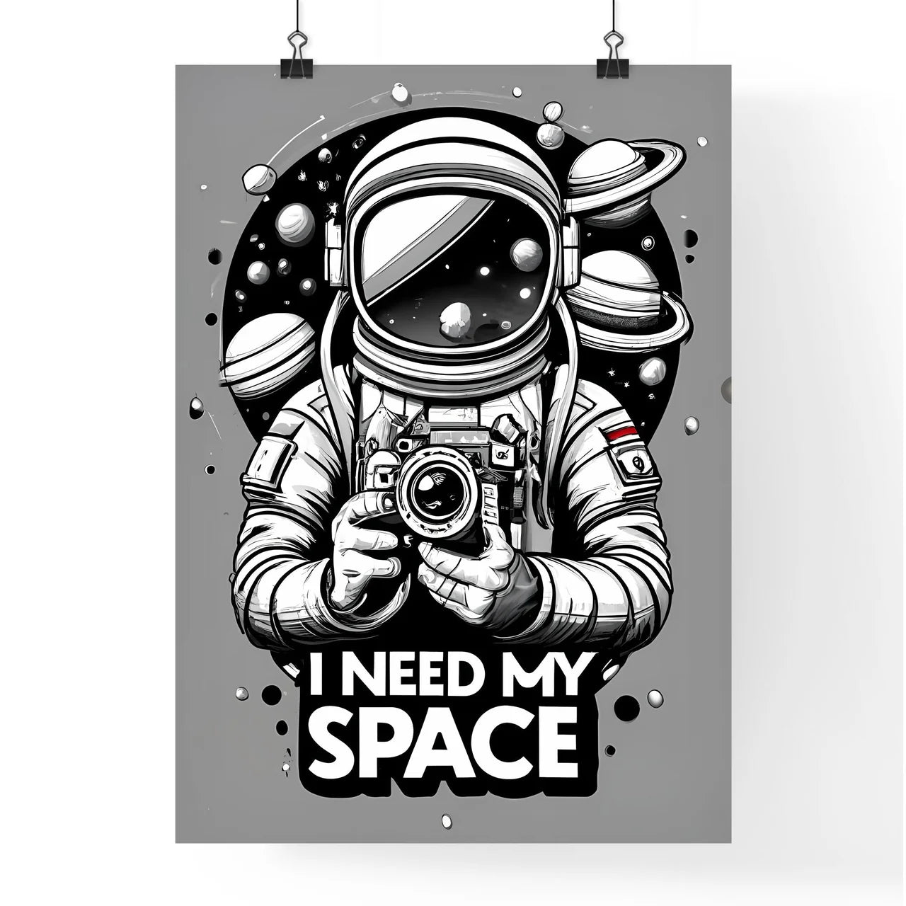 I Need My Space - A Drawing Of An Astronaut  Poster