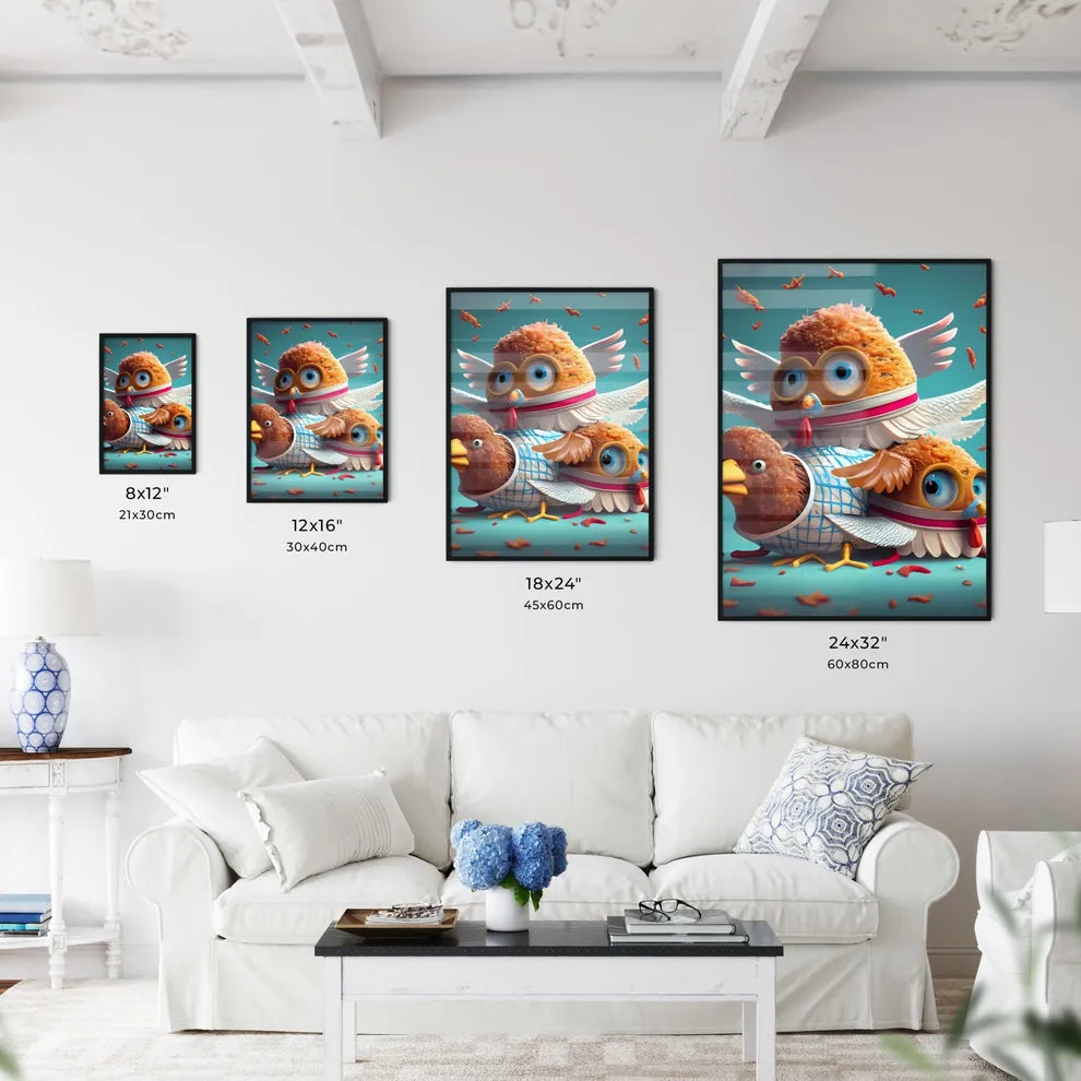 A Group Of Birds With Wings A Art Print