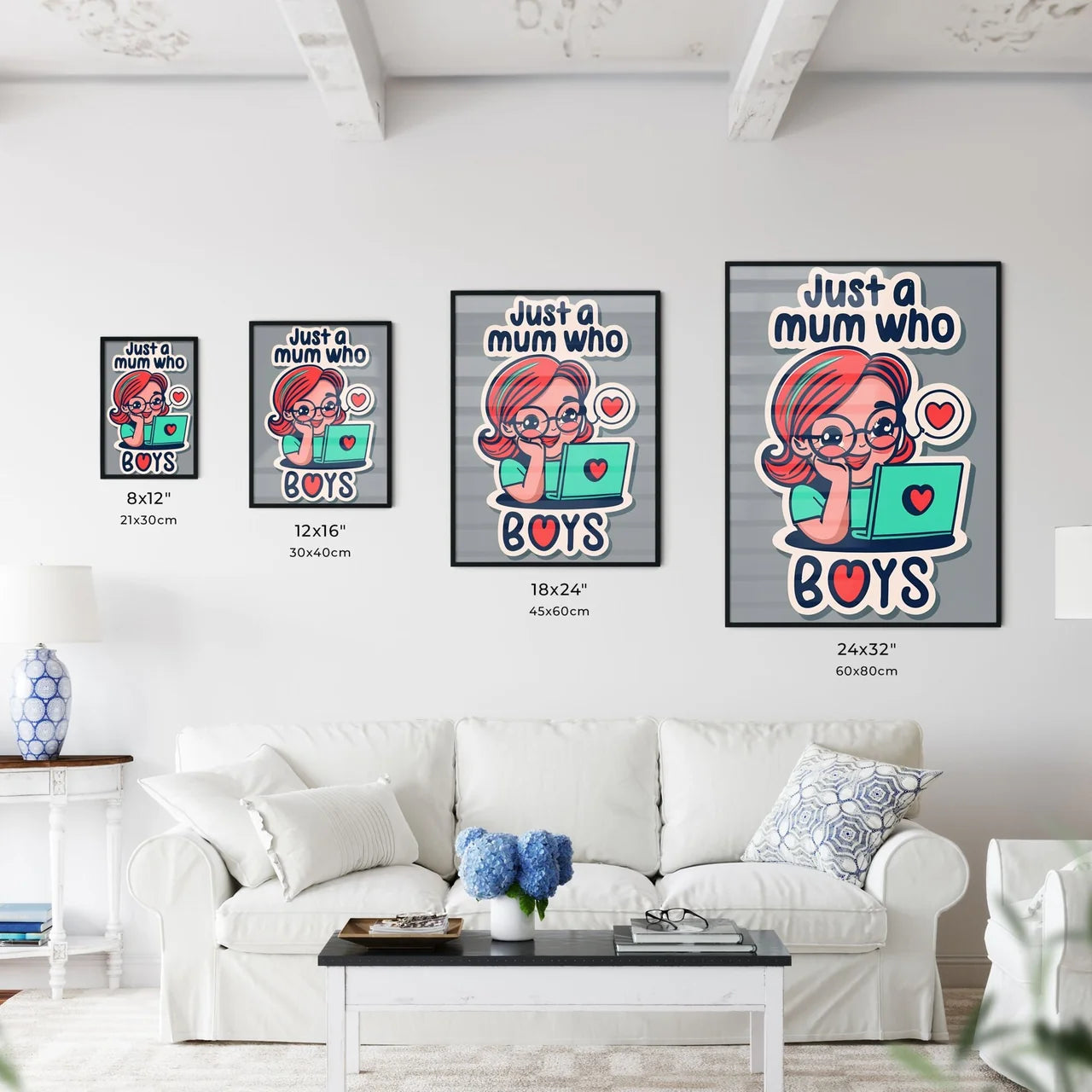 Just A Mom Who Loves Boys - A Sticker Of A G Wall Art