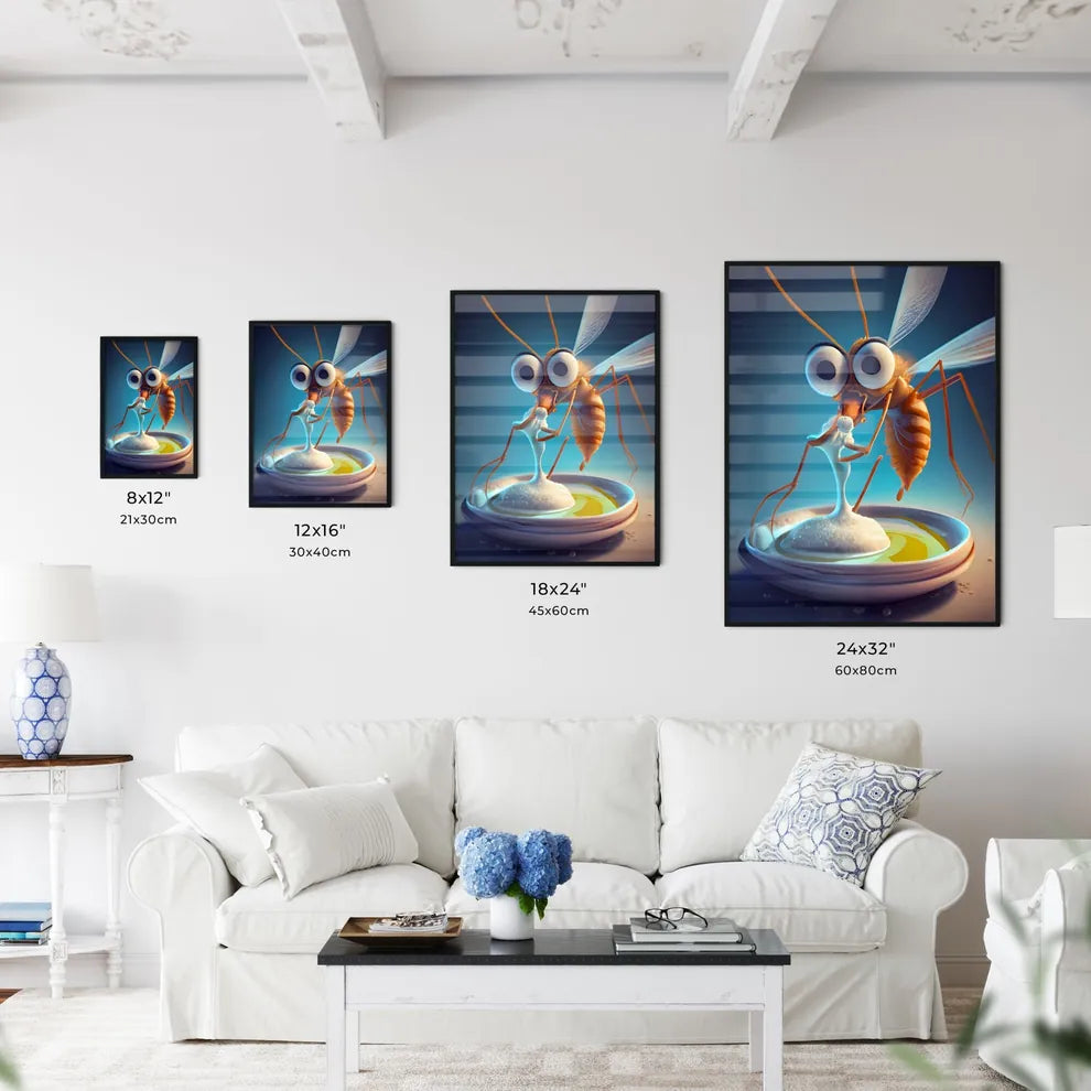 A Cartoon Of A Mosquito Eatin Art Print