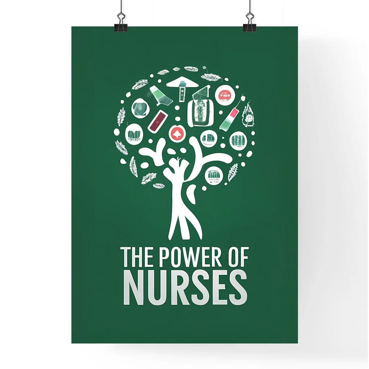 The Power Of Nurses - A Logo Of A Tree With  Poster