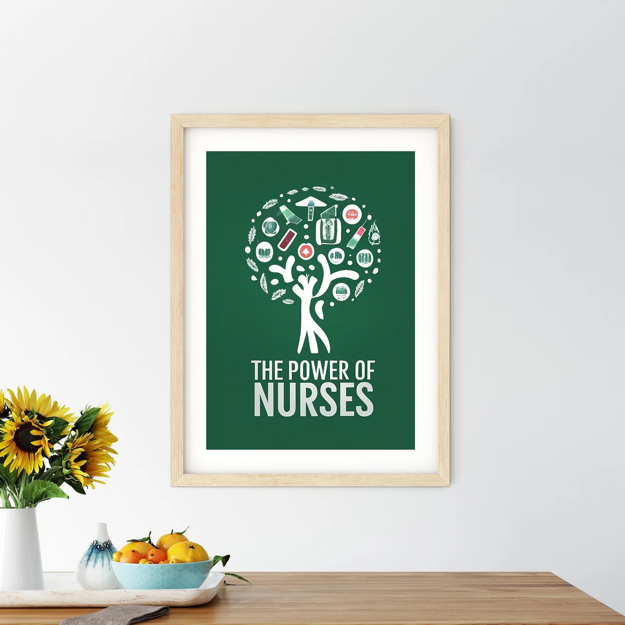The Power Of Nurses - A Logo Of A Tree With  - Kitchen Hangings
