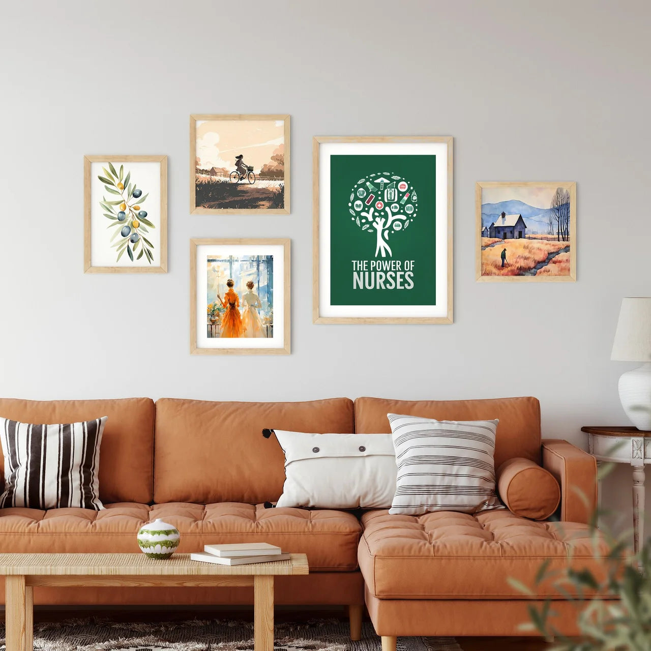 The Power Of Nurses - A Logo Of A Tree With  Framed Print