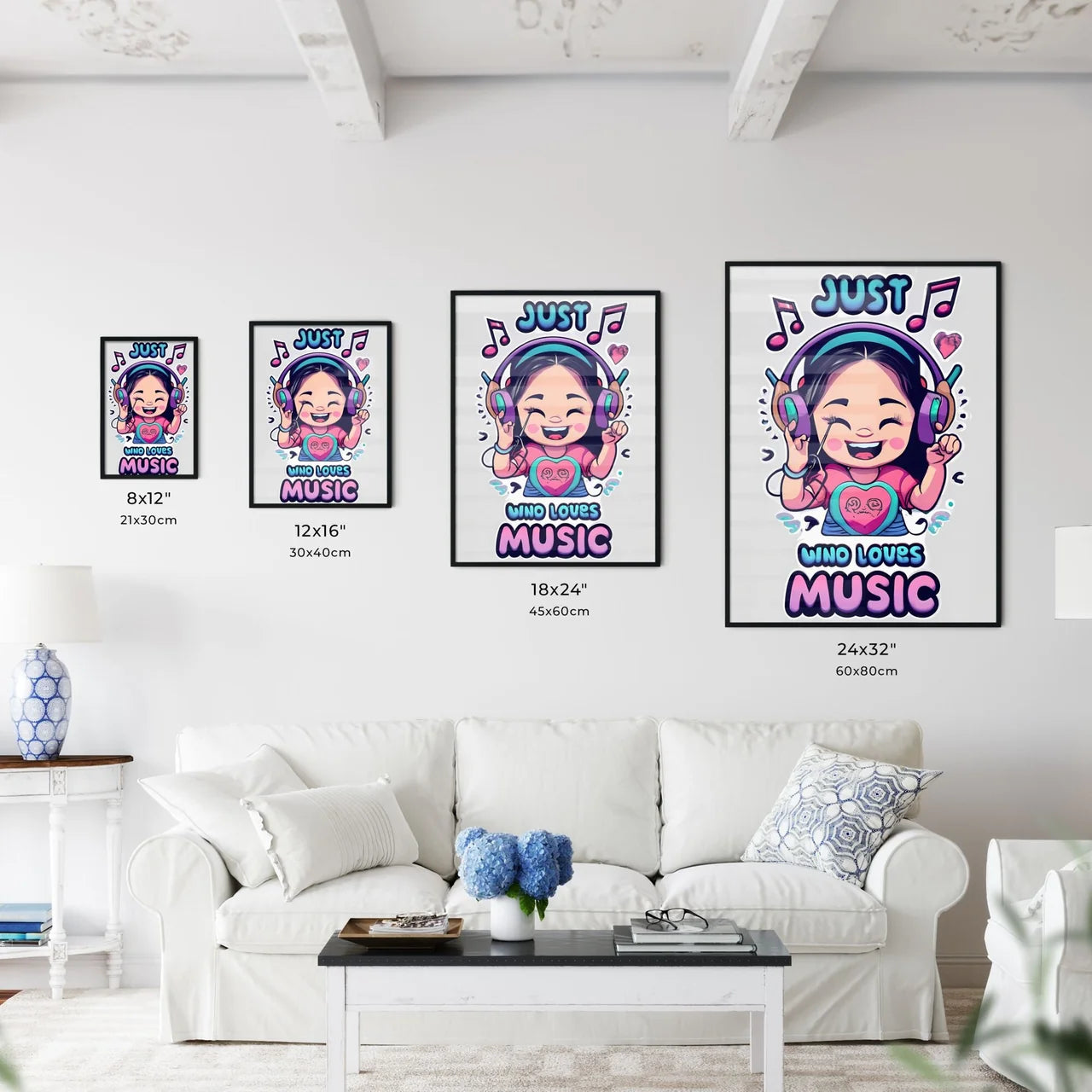 Just A Mom Who Loves Music - A Cartoon Of A  Wall Art