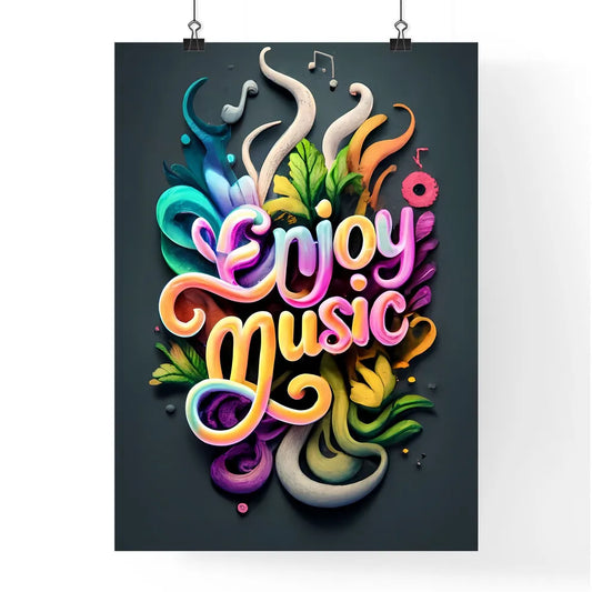 Enjoy Music - A Colorful Text On A Black Bac Poster
