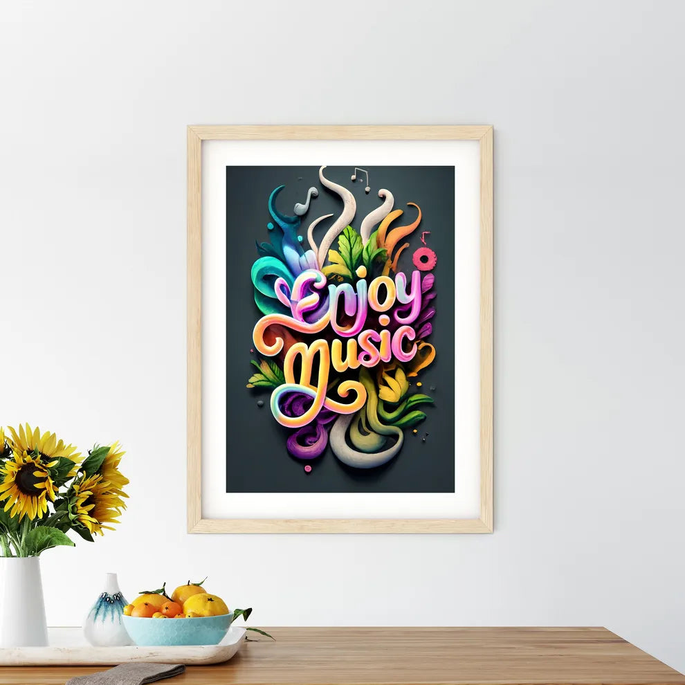 Enjoy Music - A Colorful Text On A Black Bac - Kitchen Hangings