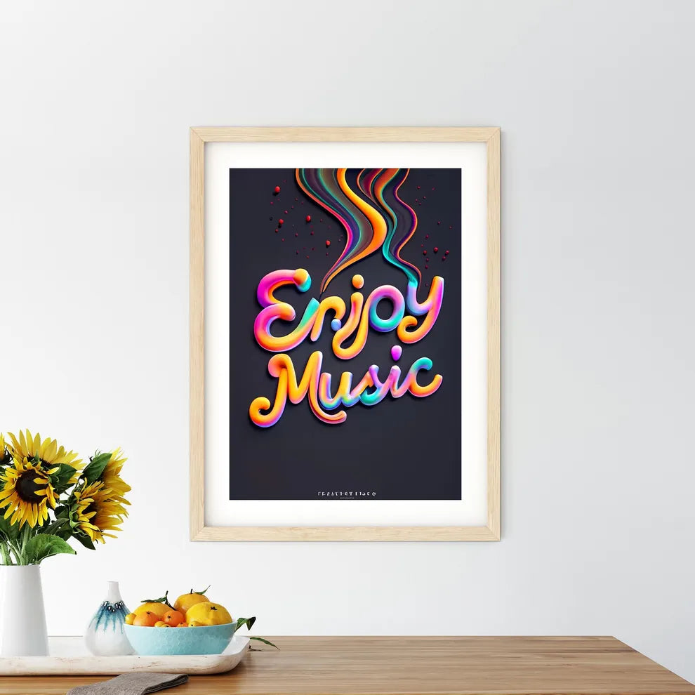 Enjoy Music - A Colorful Text With Smoke Com - Kitchen Hangings
