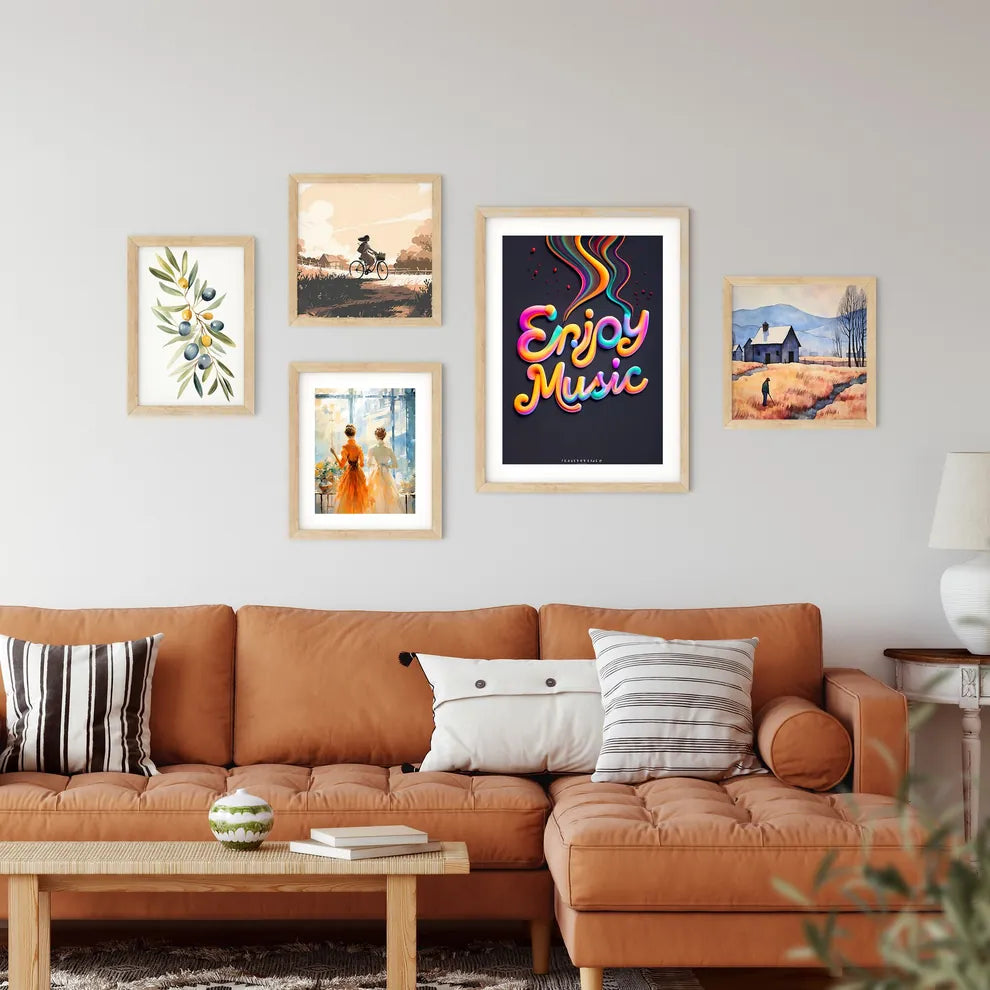 Enjoy Music - A Colorful Text With Smoke Com Framed Print