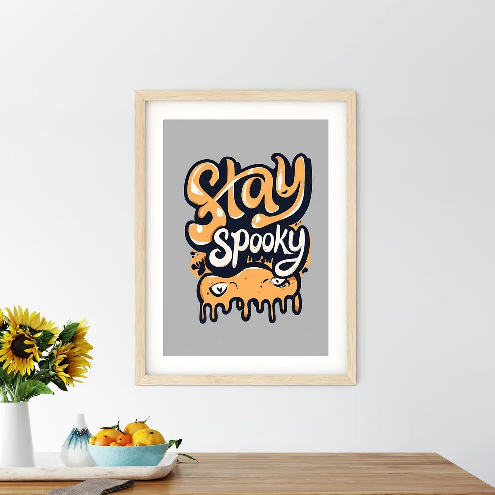 Stay Spooky - A Yellow And White Text Art Pr - Kitchen Hangings