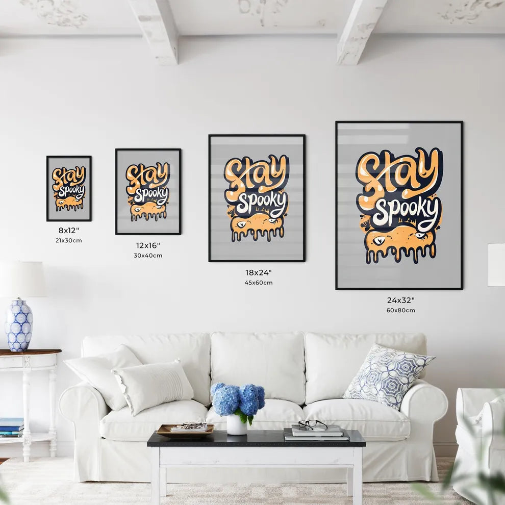 Stay Spooky - A Yellow And White Text Art Pr Wall Art